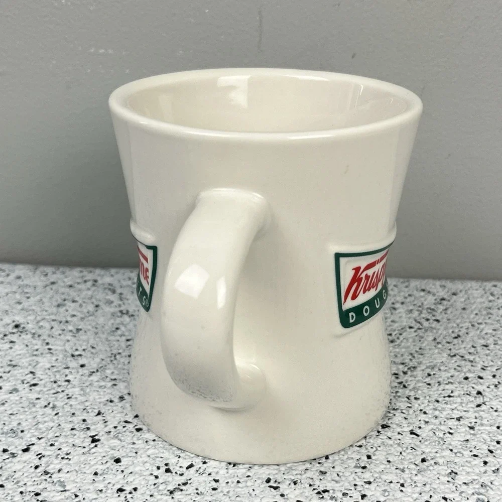 Krispy Kreme Doughnuts Coffee Mug 3D Raised Logo White Ceramic